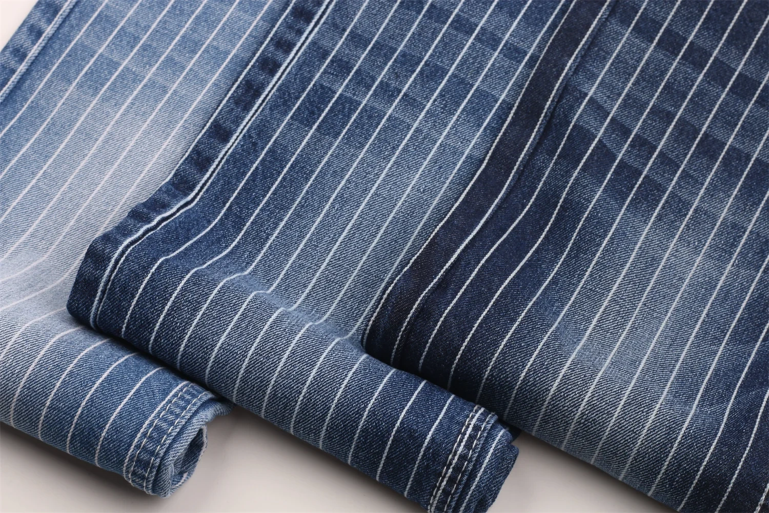 10.3 oz Stretch stripe High quality  denim fabric stock cotton spandex polyester