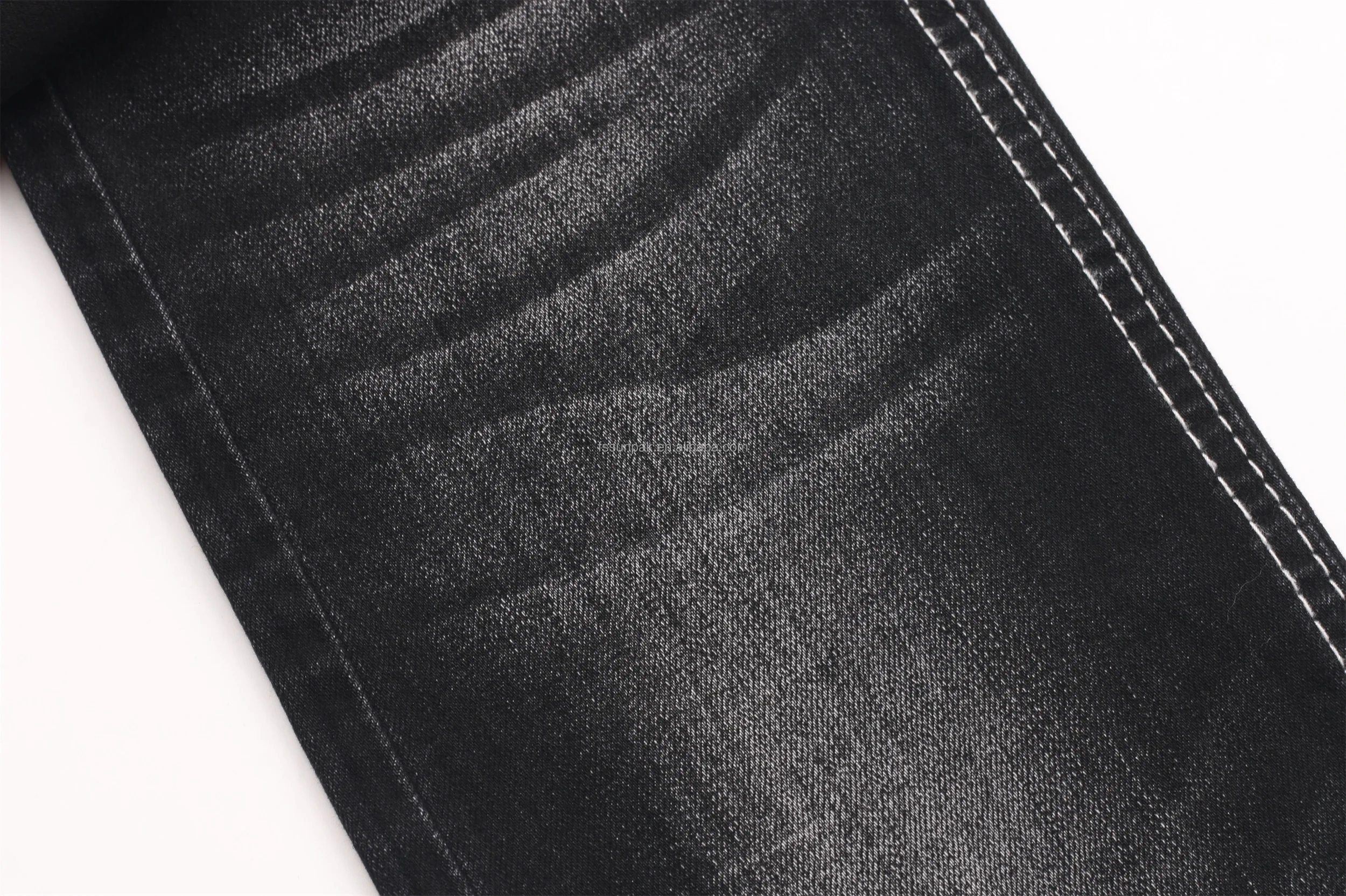 OA Quality 9.6oz Sulfur Black+Black 65/66'' Warp Slub Super Stretch Denim Fabric for Men