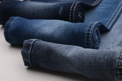 Chinese Factory Hot Sale High Elastic Dark Blue 9.2OZ Warp Slub Cotton/Poly/Spandex TR Denim Fabric for Jeans