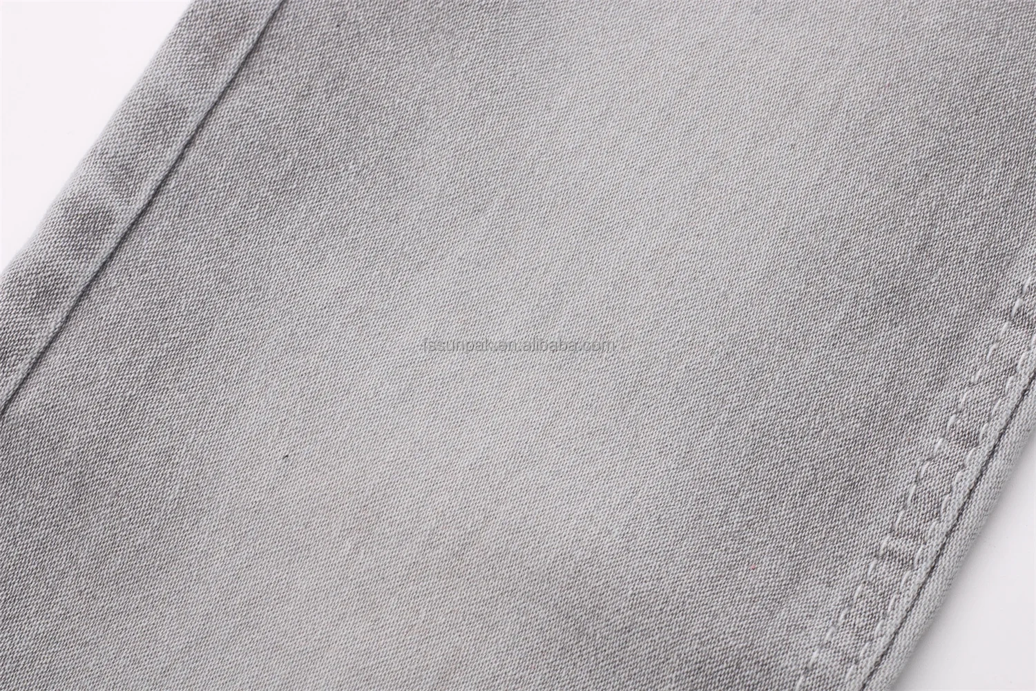 Low Price Quality Satin Gray Jeans Fabric 7.8oz Sulfur Grey Comfortable Stretch Soft Touch no Slub Denim Fabric