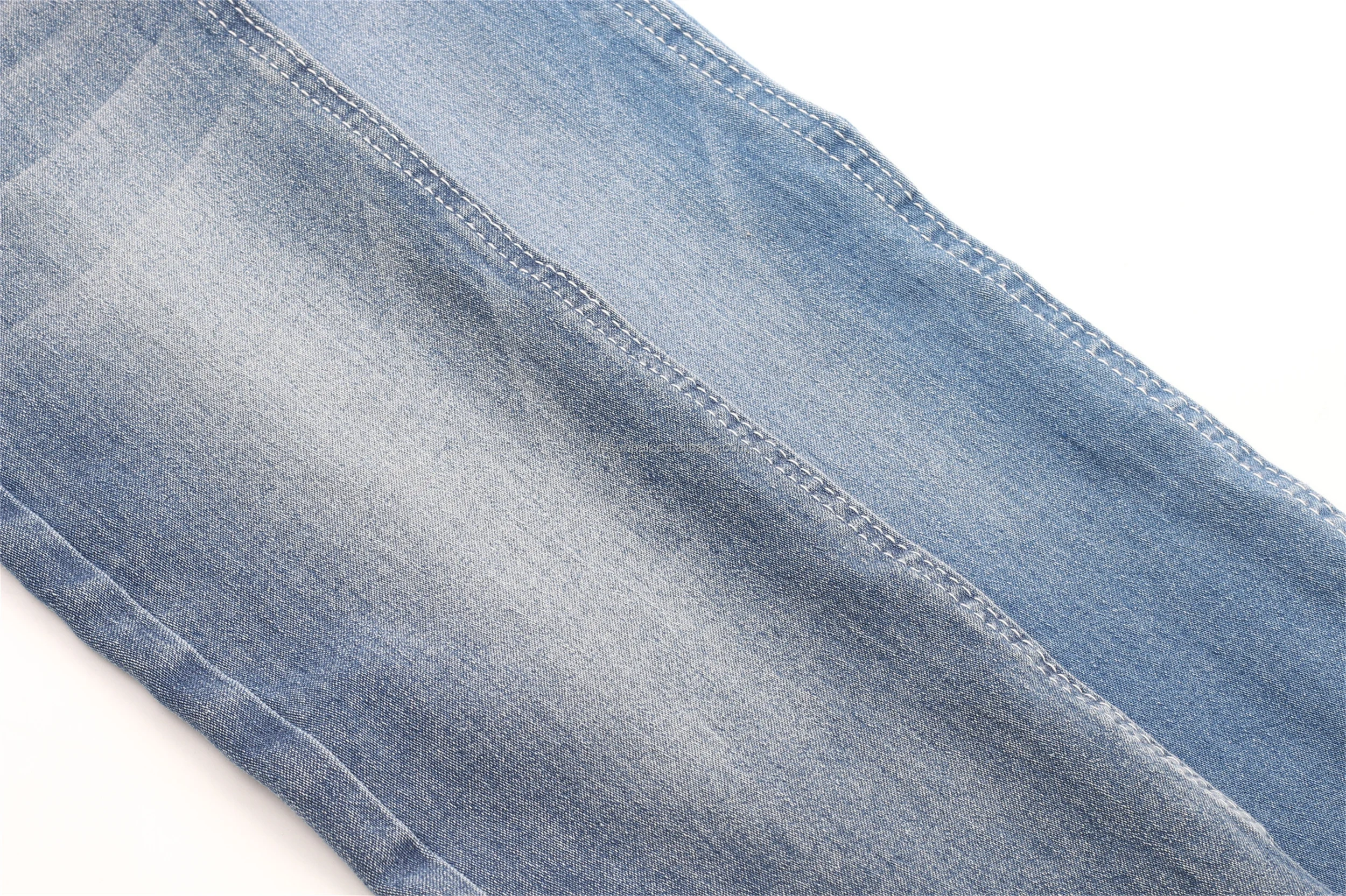 Factory Direct Sell Cheap Price 9.5oz Dark Blue Indigo Stretch Satin Denim Fabric with Viscose for Women Skinny Jeans