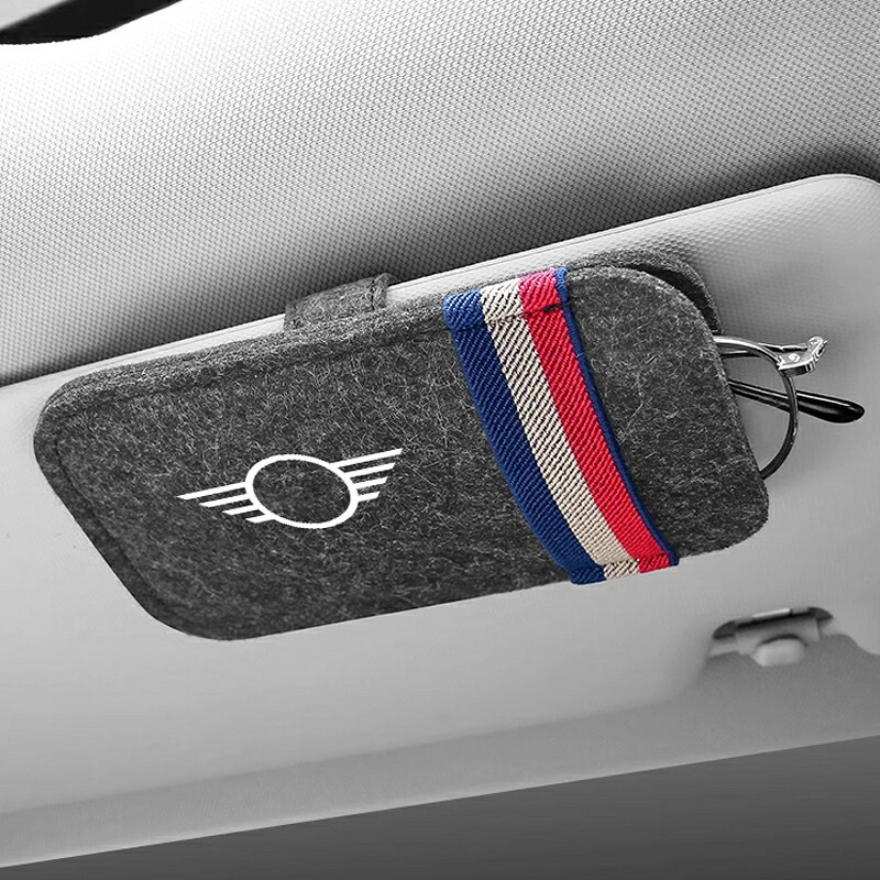 BMW ミニ MINI ワン クーパー フェルトサングラス収納 メガネクリップ レザー車載メガネホルダー MN243