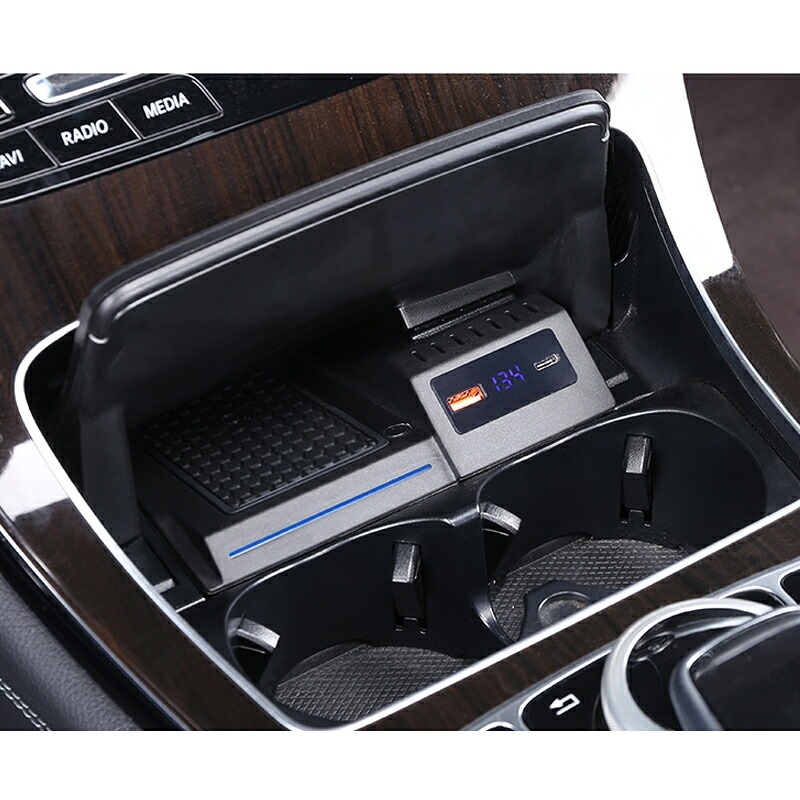 Cクラス W205 S205 セダン ワゴン glc アクセサリー パーツ ワイヤレス充電器 スマホ充電 Type-C PD対応 IPHONE12 BC155