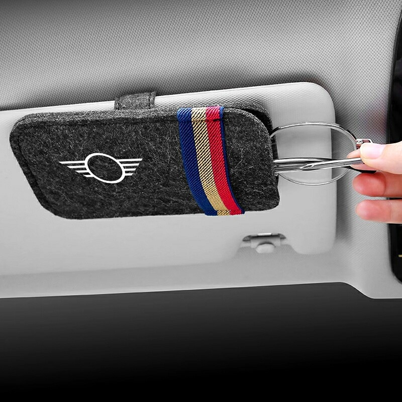 BMW ミニ MINI ワン クーパー フェルトサングラス収納 メガネクリップ レザー車載メガネホルダー MN243