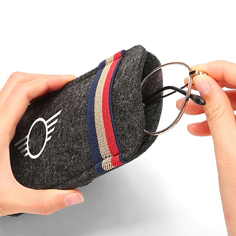 BMW ミニ MINI ワン クーパー フェルトサングラス収納 メガネクリップ レザー車載メガネホルダー MN243
