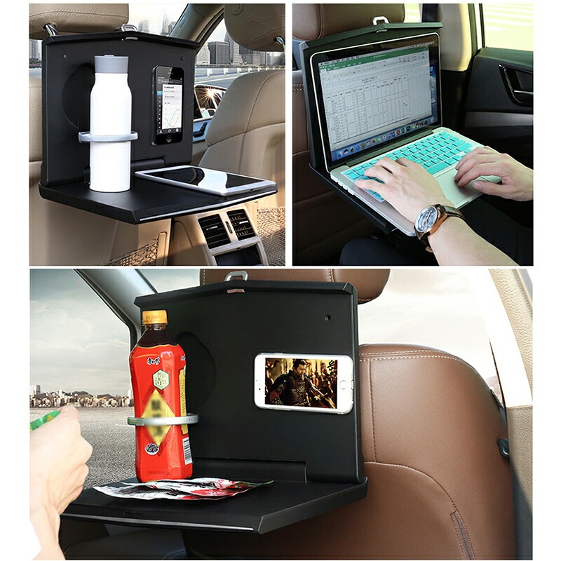 テーブル セカンドテーブル ドリンクホルダー スタンド 折畳式 便利  収納 食事 整理 Ipad パソコン 後部座席 車載 車用 TX124