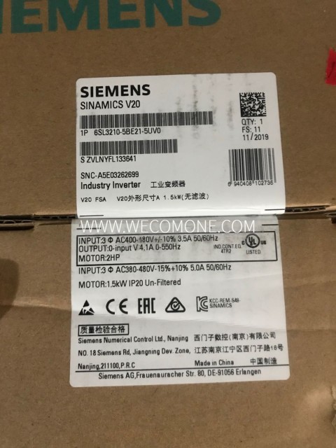 Siemens V20 inverter 6SL3210-5BE17/21/22/23/24/25-0/1/2/5UV0/CV0