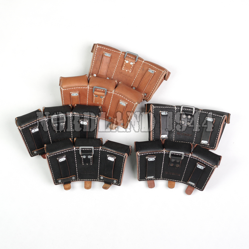WWII German K98 Leather Pouches in Pair Reenactment (total 6 pouch)