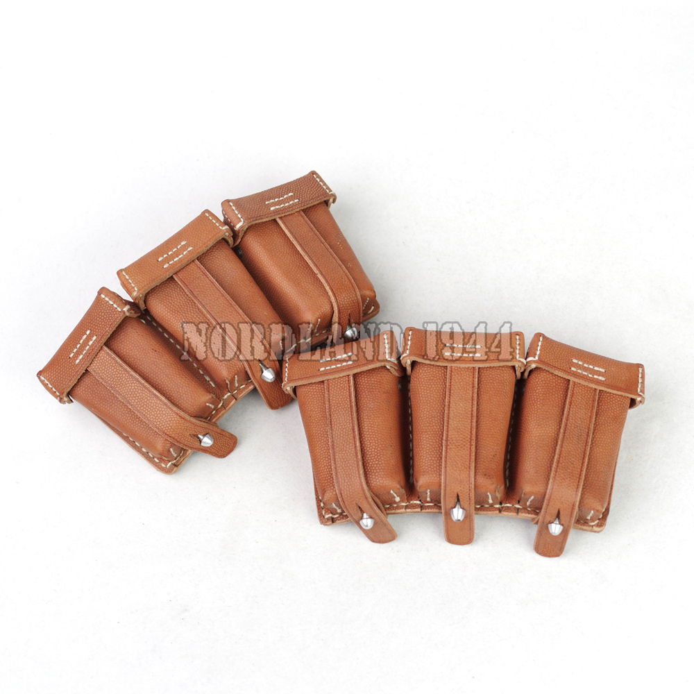 WWII German K98 Leather Pouches in Pair Reenactment (total 6 pouch)
