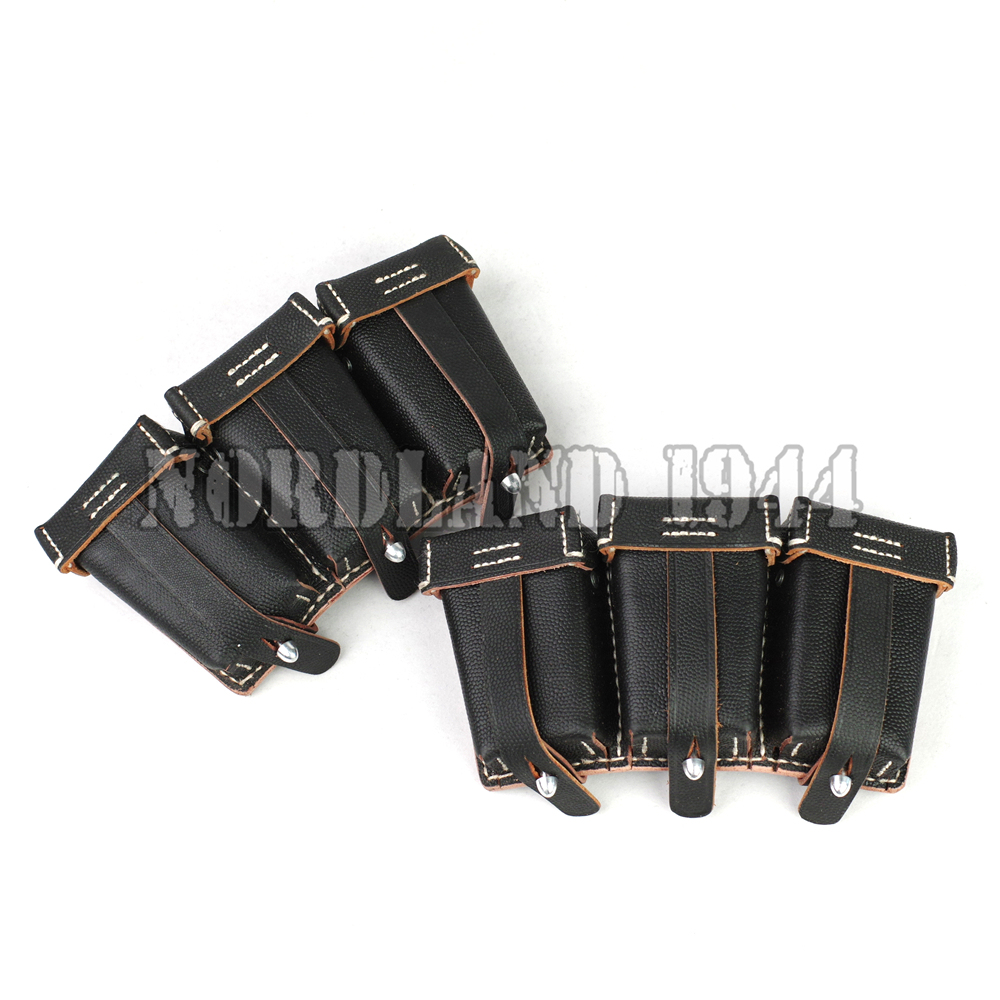 WWII German K98 Leather Pouches in Pair Reenactment (total 6 pouch)