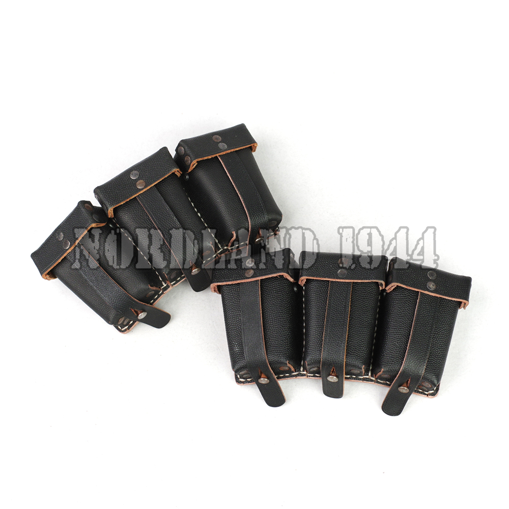 WWII German K98 Leather Pouches in Pair Reenactment (total 6 pouch)