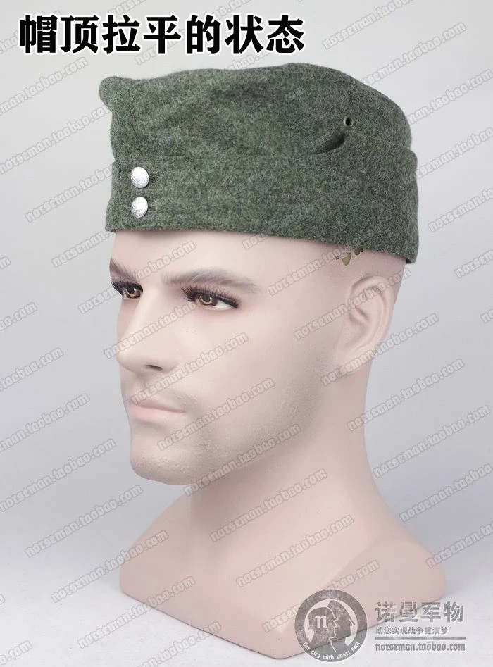 Reproduction Cosplay German WH M42 Fieldgrey Field gray Wool and  Panzer  EM/NCO'S Black Wool Overseas Cap Nordland 1944