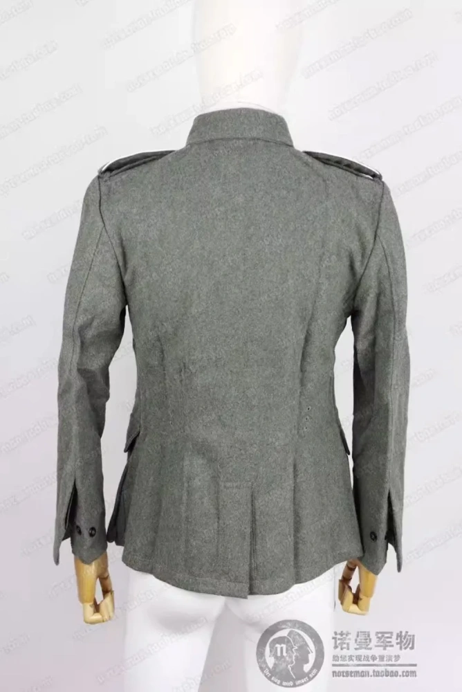 German Cosplay WH M40 Fieldgrey Wool Feldbluse Field Blouse Tunic with Shoulder Straps and Trouser Pants Nordland 1944