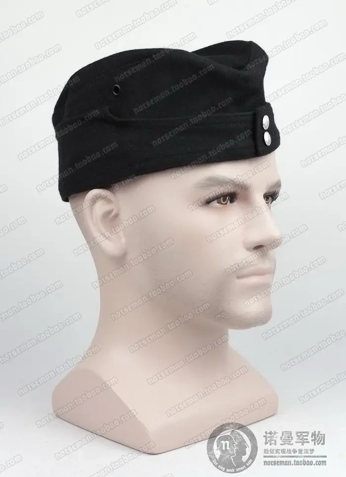 Reproduction Cosplay German WH M42 Fieldgrey Field gray Wool and  Panzer  EM/NCO'S Black Wool Overseas Cap Nordland 1944