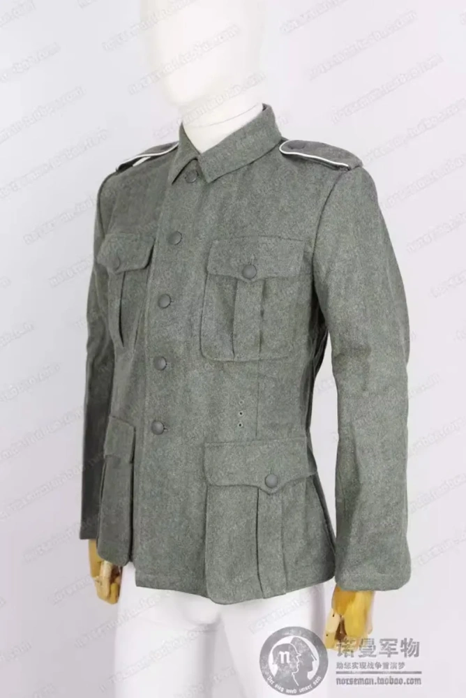 German Cosplay WH M40 Fieldgrey Wool Feldbluse Field Blouse Tunic with Shoulder Straps and Trouser Pants Nordland 1944