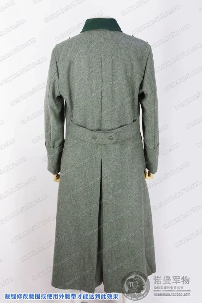Reproduction Cosplay German M40 Great Coat Overcoat with WH Infantry's Shoulder Straps Reenactment Nordland 1944