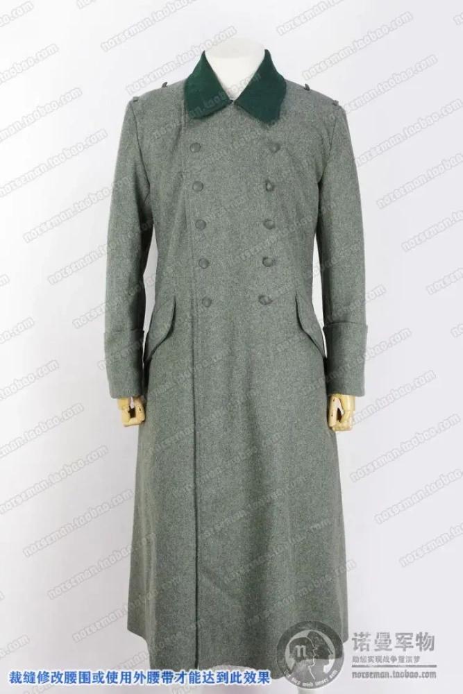 Reproduction Cosplay German M40 Great Coat Overcoat with WH Infantry's Shoulder Straps Reenactment Nordland 1944