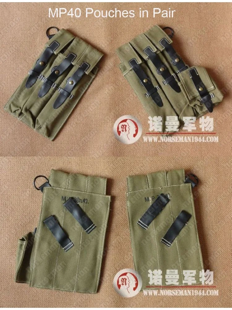 Reproduction Cosplay German MP40 Pouches in Pair Reenactment Nordland 1944