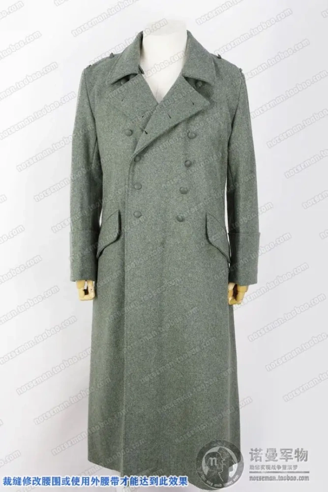 Reproduction Cosplay German M40 Great Coat Overcoat with WH Infantry's Shoulder Straps Reenactment Nordland 1944