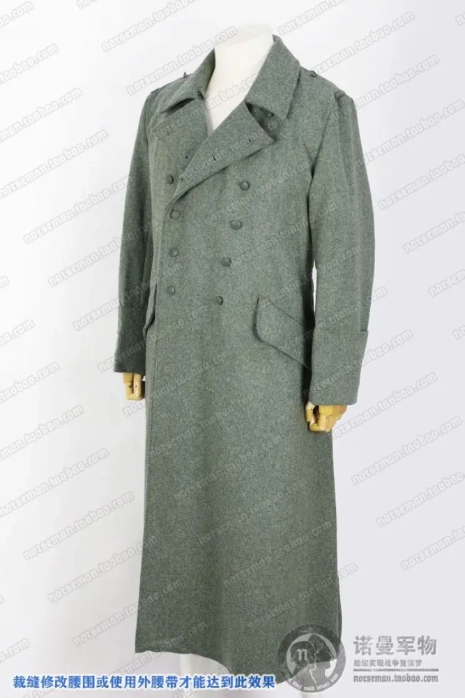 Reproduction Cosplay German M40 Great Coat Overcoat with WH Infantry's Shoulder Straps Reenactment Nordland 1944