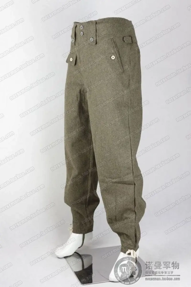 Reproduction Cosplay German Heer WH M43 Late Fieldgrey/Brown Wool Pants Trousers Nordland 1944
