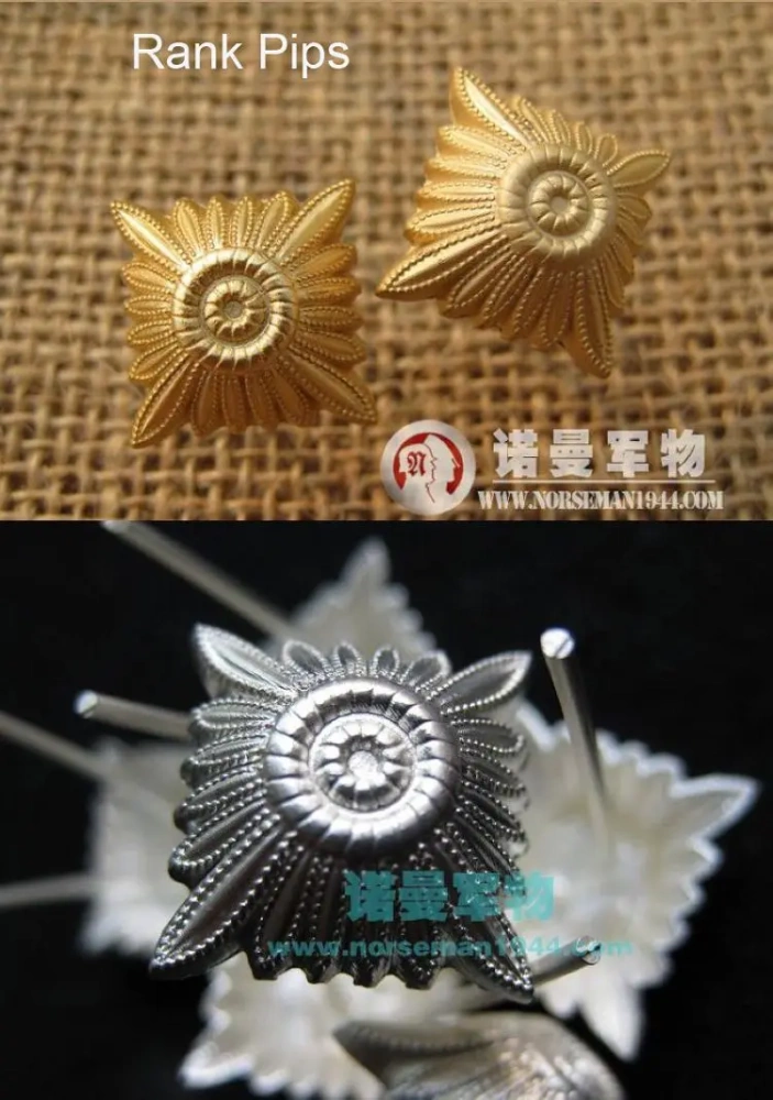 Reproduction Cosplay German Rank Pips Cypher in Silver and Gold for Shoulder Boards Badge Reenactment Nordland 1944