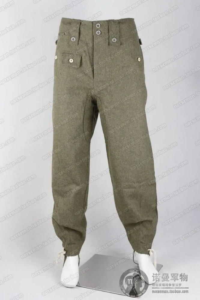 Reproduction Cosplay German Heer WH M43 Late Fieldgrey/Brown Wool Pants Trousers Nordland 1944