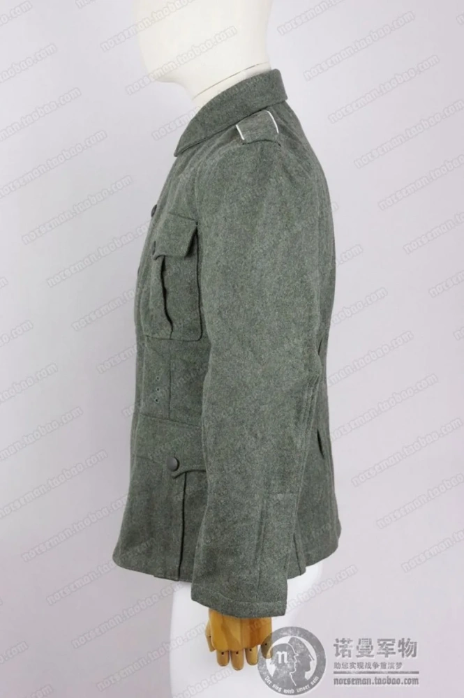 Reproduction Cosplay German WH M40 Suit Fieldgrey Wool Feldbluse Field Blouse Tunic with Shoulder Straps and Pants Nordland 1944