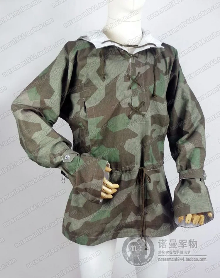 Reproduction Cosplay WW2 German WH  Tan Water Camouflage and Splinter Pattern Camouflage Sniper Blouse White Reversible Smock