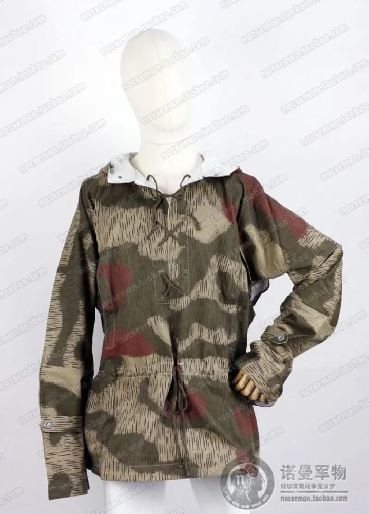 Reproduction Cosplay WW2 German WH  Tan Water Camouflage and Splinter Pattern Camouflage Sniper Blouse White Reversible Smock