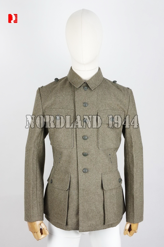German WH M43 Heer EM Fieldgrey Wool Feldbluse Field Blouse Tunic with Shoulder Straps & Pants