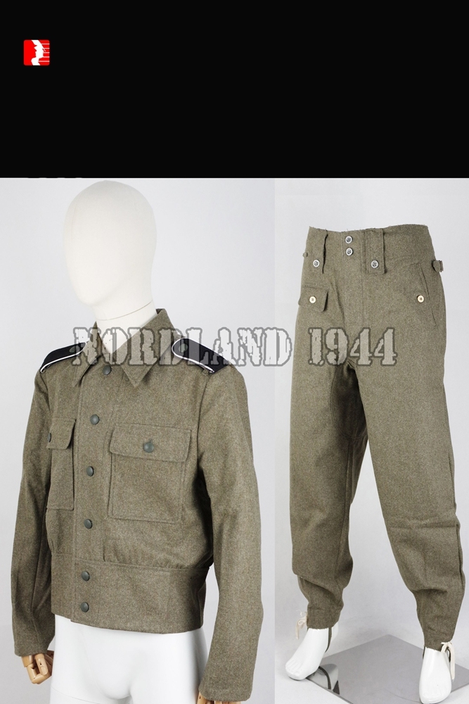 German M44 Late Field Grey Wool Field Blouse Suit Tunic M43 Pants WH/Elite Shoulder Straps