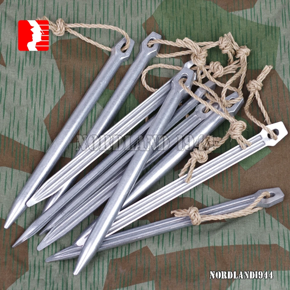 Reproduction Aluminum Zeltbahn Peg tend pegs reenactment Nordland 1944 Store