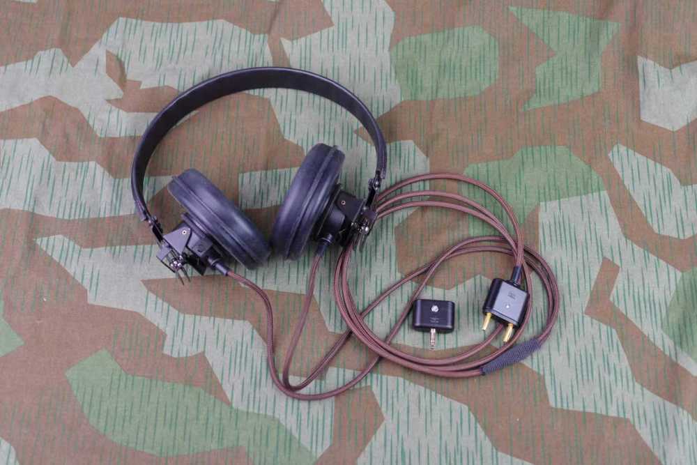 Handmade German Panzer Headphone and Throat Microphone Set