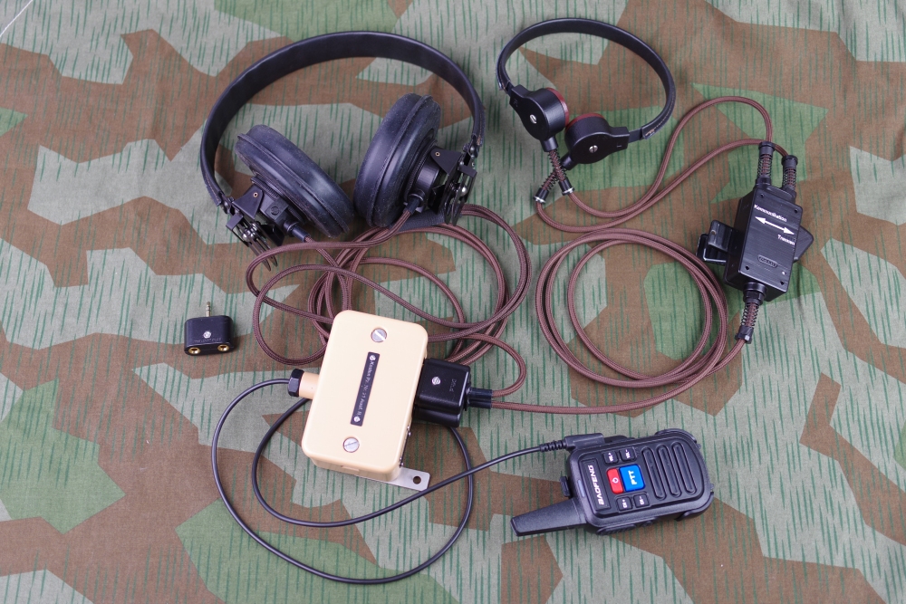 Handmade German Panzer Headphone and Throat Microphone Set