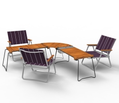 Camping aluminum teak table and chair set