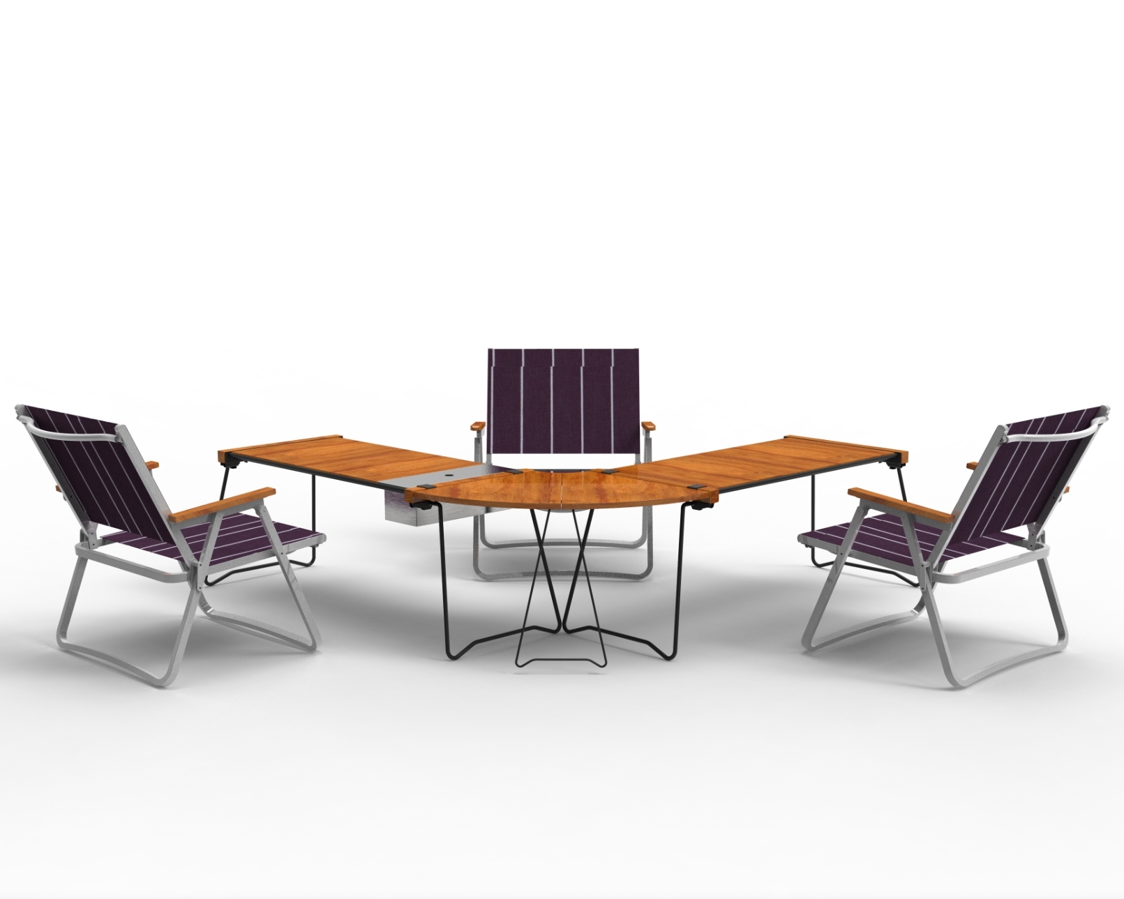 Camping aluminum teak table and chair set