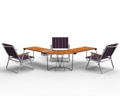 Camping aluminum teak table and chair set