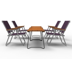 Camping aluminum teak table and chair set