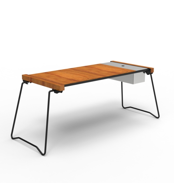 Camping aluminum teak table and chair set