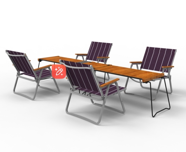 Camping aluminum teak table and chair set