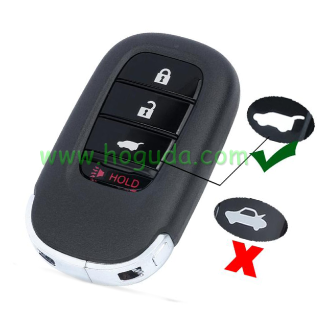 For Honda 3+1 button smart remote key with 433MHz 4A Chip  FCC ID: KR5TP-4