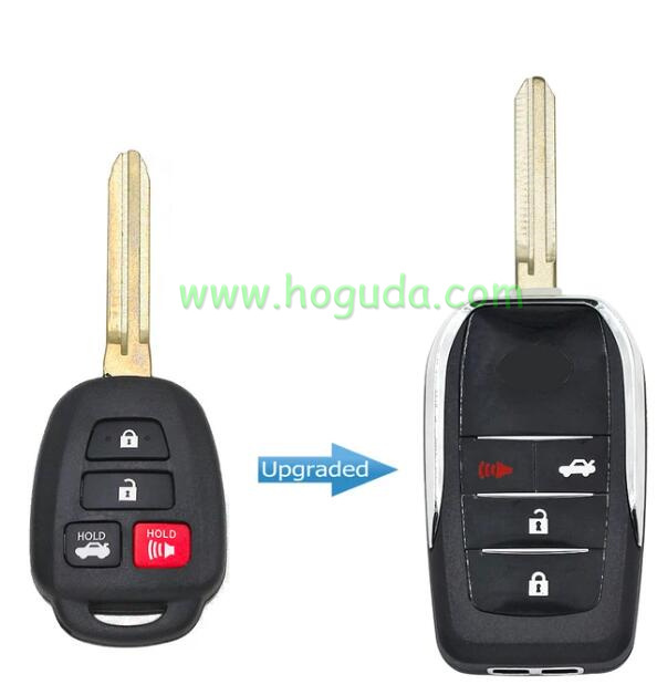 For Toyota 3+1 button Modified Flip Car Key Shell with TOY43 blade