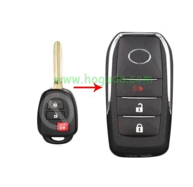 For Toyota 2+1 button Modified Flip Car Key Shell with TOY43 blade