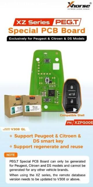 XHORSE VVDI XZPG00EN for Peugeot/Citroen/DS  support Peugeot/Citroen/DS  smart key support regenerate and reuse"