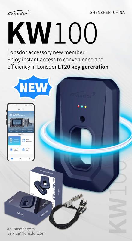 Lonsdor KW100 for LT20 Key Gereration All Keys Lost &amp; Adding Keys Package Includes: 1pc x Lonsdor KW100 1pc x USB cable