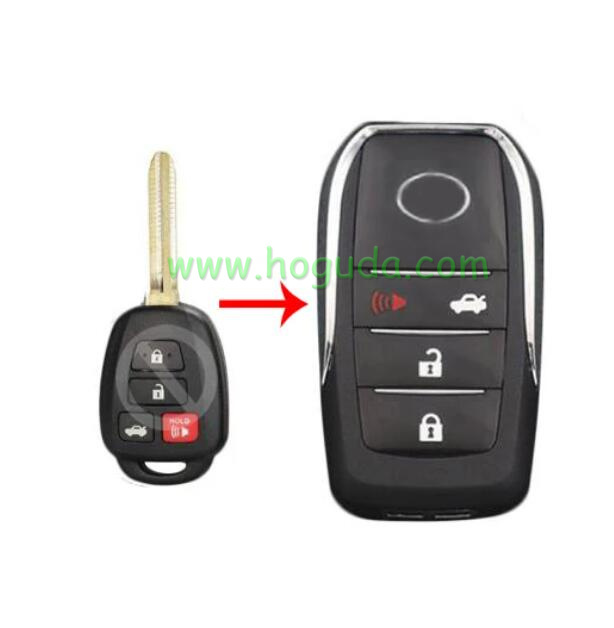 For Toyota 3+1 button Modified Flip Car Key Shell with TOY43 blade