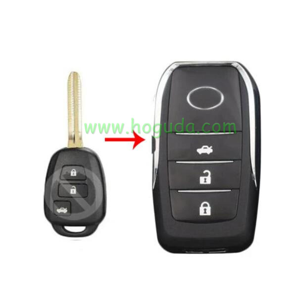 For Toyota 3 button Modified Flip Car Key Shell with TOY43 blade