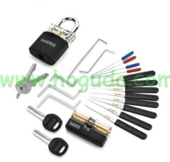 Locksmith Hand Tools with Practice Lock Pick Set Tension Wrench Broken Key Tool Combination Padlock Hardware