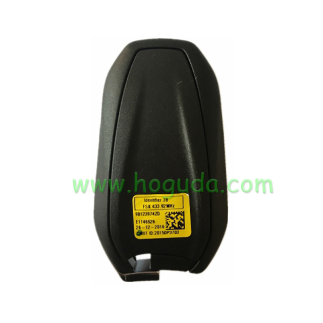 For Peugeot 3 button smart key with 433Mhz pcf7953m hitag AES chip  FCCID : 98123972ZD